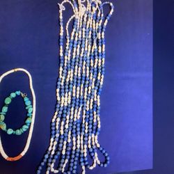 Blue Lapis  And Shells For Making  Jewery
