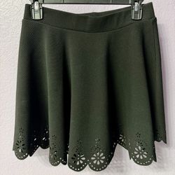 Black Skirt with Scalloped Cut-out Edges (L)