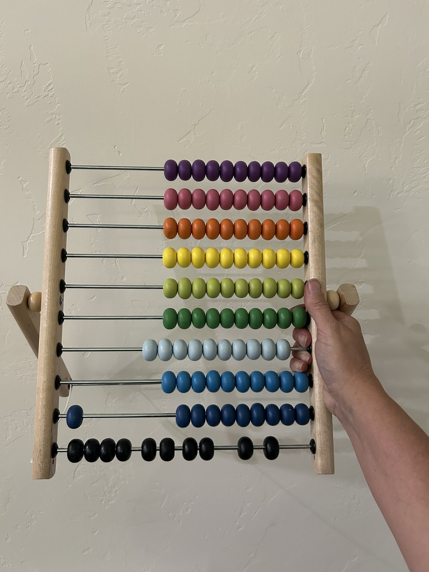 IKEA MULA Wooden Table Math Bead Counter Multi Color Foldable Abacus 103.112.90