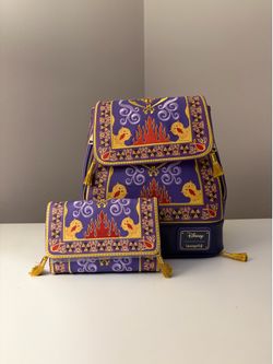 Loungefly Aladdin Exclusive Magic Carpet Drawstring Mini Backpack Set NWT