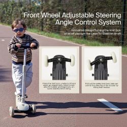 Kick Scooter for Kids Ages 3-18, Max 220 Lbs, Toddler Scooter with Adjustable Lean-To-Steer Switch, Foldable, Wide Anti-Slip Deck, Lightweight, 4 Adju