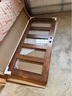 New Krosswood stained wood and glass door