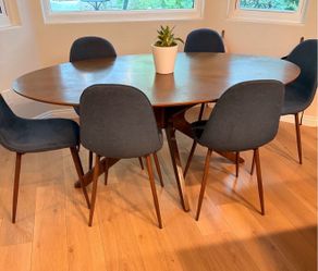Modern oval table 6 chairs