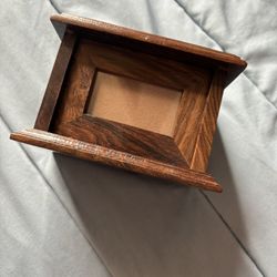 Wooden Pet Box Urn  w/ Photo Window + Stained glass Dog rainbow 