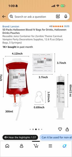 Halloween blood drink bags