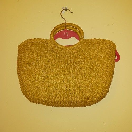 Crossi New York womens woven tan half round handbag NWT 