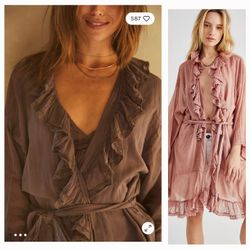 New Free People Lightweight Cotton Ruffle Robes Size M/L $45 Each 