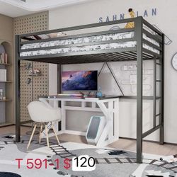 Metal Twin Loft Bed Frame for Kids twin size ( 591-1)