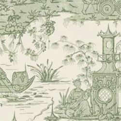 Lee Jofa Wallpaper Pagoda Toile Paper Green Chinoiserie 2 NEW 10 Yard Rolls