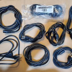 Lot of 8 Computer Power Cord 3-Prong Monitor TV Printer Plug Universal