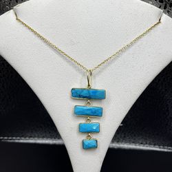 Blue Howlite Yellow Gold Over Sterling Silver. 