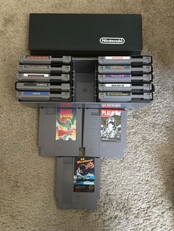 NES Game Cartridge Lot with Storage