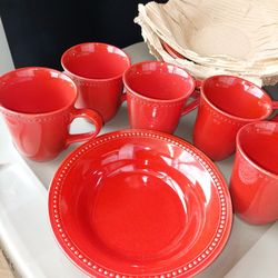 Stoneware 5 Mugs and 5 Bowls 