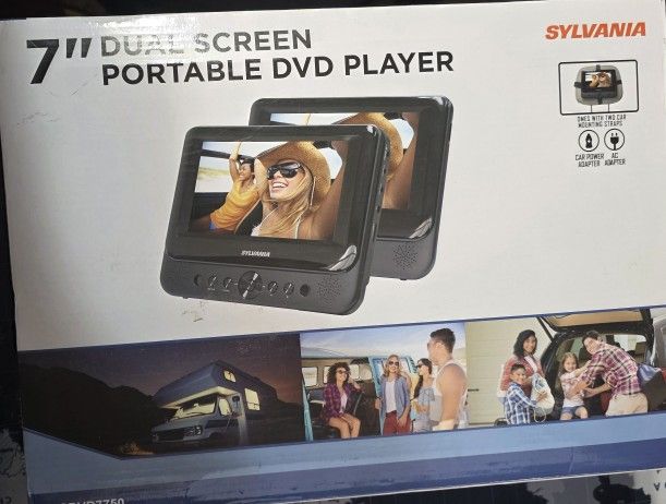 Sylvania 7" Dual Screen Portable DVD Player Complete Set (SDVD7750)