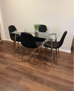 Black Modern Glass Dining Table Set