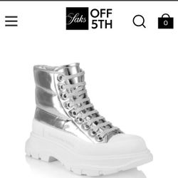 McQueen
Puffer Tread Slick Metallic Leather Ankle Boots
