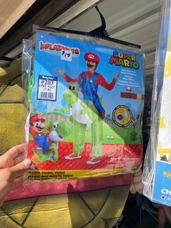 Super Mario Riding Yoshi Inflatable Kids Costume