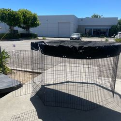 36” Tall Dog Playpen With Cover Dog Run, Dog Cage 8 Panels Fence with Door