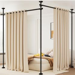 Bonpally Room Divider Curtain Rod, No Drilling Tension Rod for Room Separation, 4-10ft(H) 28-114inch