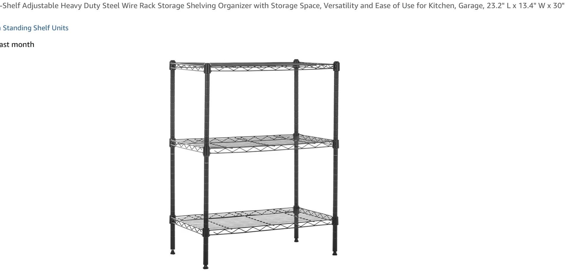 3 shelf adjustable heavy duty steel wire rack