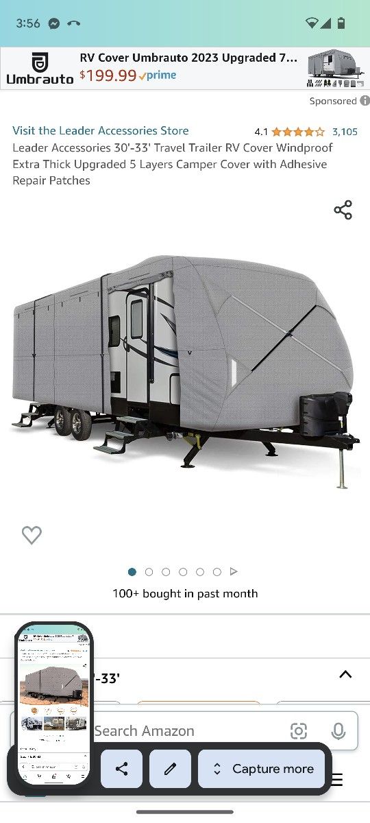 Travel Trailer RV Cover 30"-33"