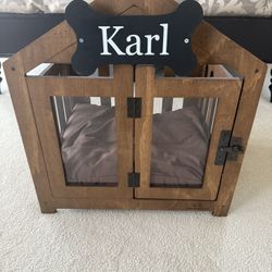 Walnut Wood Dog Crate - NEVER Used