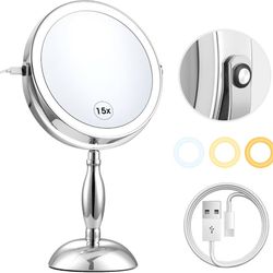 Rechargeable 8" Lighted Makeup Mirror