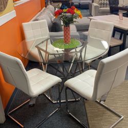 Brand New Glass Table With Chairs