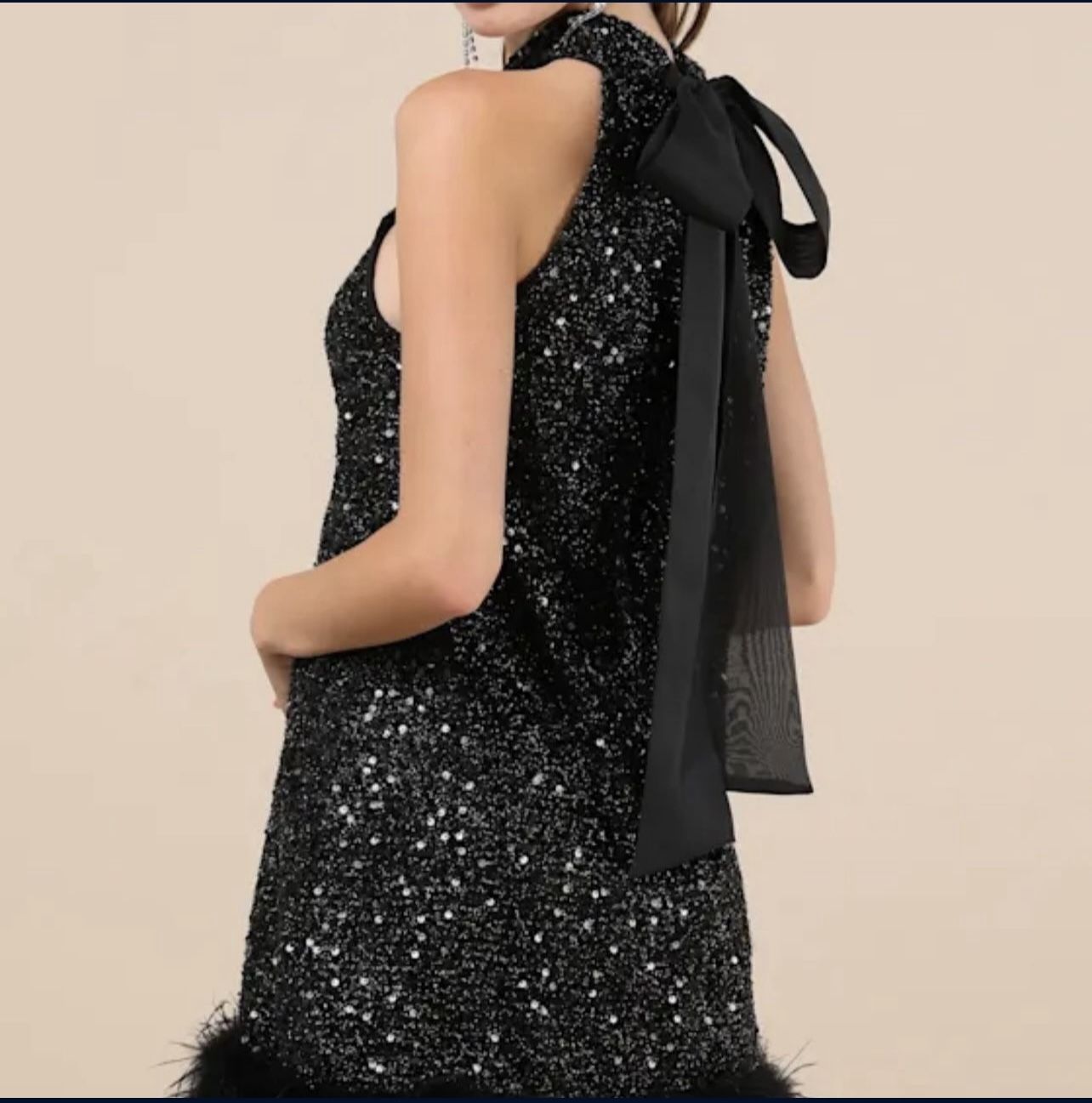Black Mini Sparkle Dress Xs