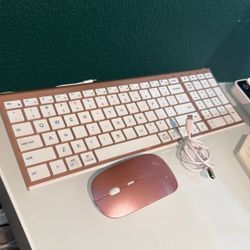 Wireless Rose Gold Bluetooth Keyboard & Mouse