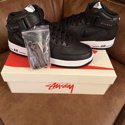 Nike Air Force 1 '07 Mid SP Stussy Black Snakeskin DJ7840-001 size 10.5