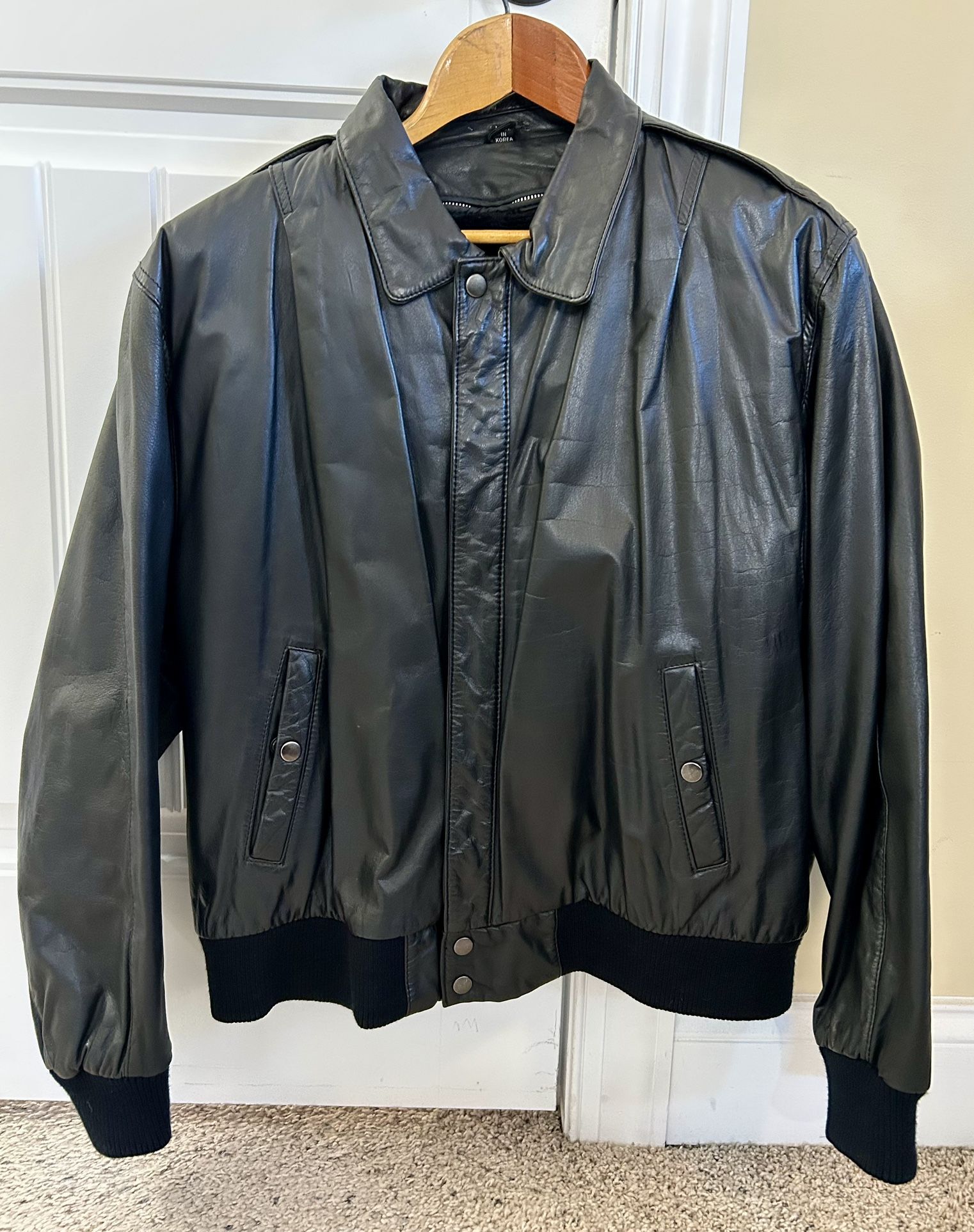 Leather Bomber Style Jacket