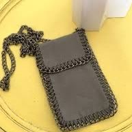 Grey suede phone bag with chain strap