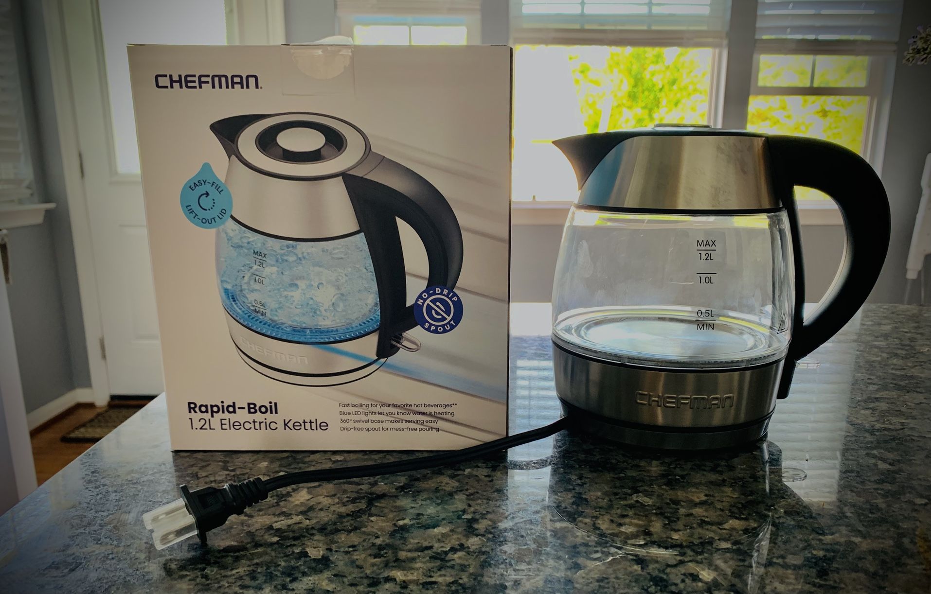 Chefman Electric Kettle – Brand New, Fast Boil, 1.2L