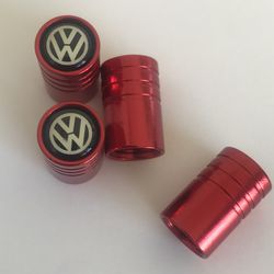 Tire valve caps for VW Volkswagen red