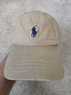 Polo Ralph Lauren Khaki Tan Baseball Cap Navy Pony Logo Adjustable Cotton Dad...