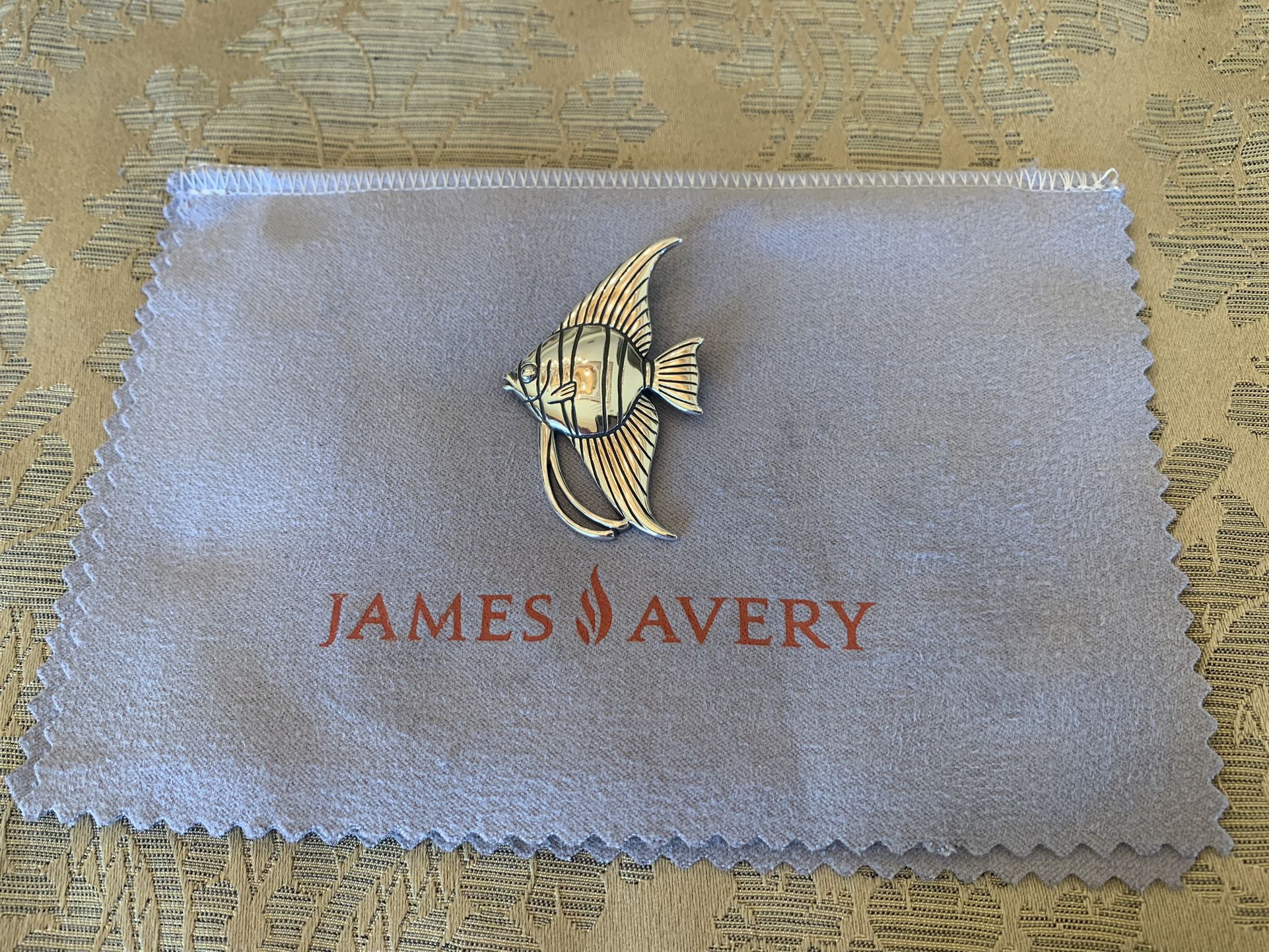 Retired James Avery Angel Fish Pendant Brooch Large in Sterling Silver