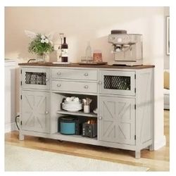 59 Inch Buffet Cabinet With Drawers For Kitchen Storage