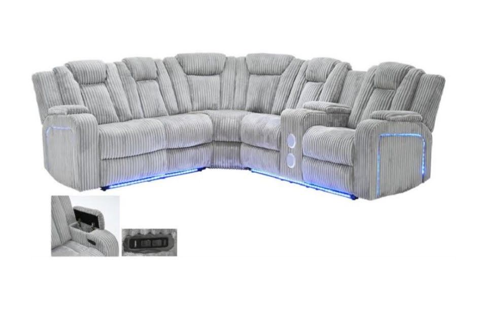 Corduroy Fur Fabric Power Reclining Sectional 💺✨