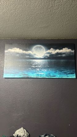 Night time ocean canvas wall art