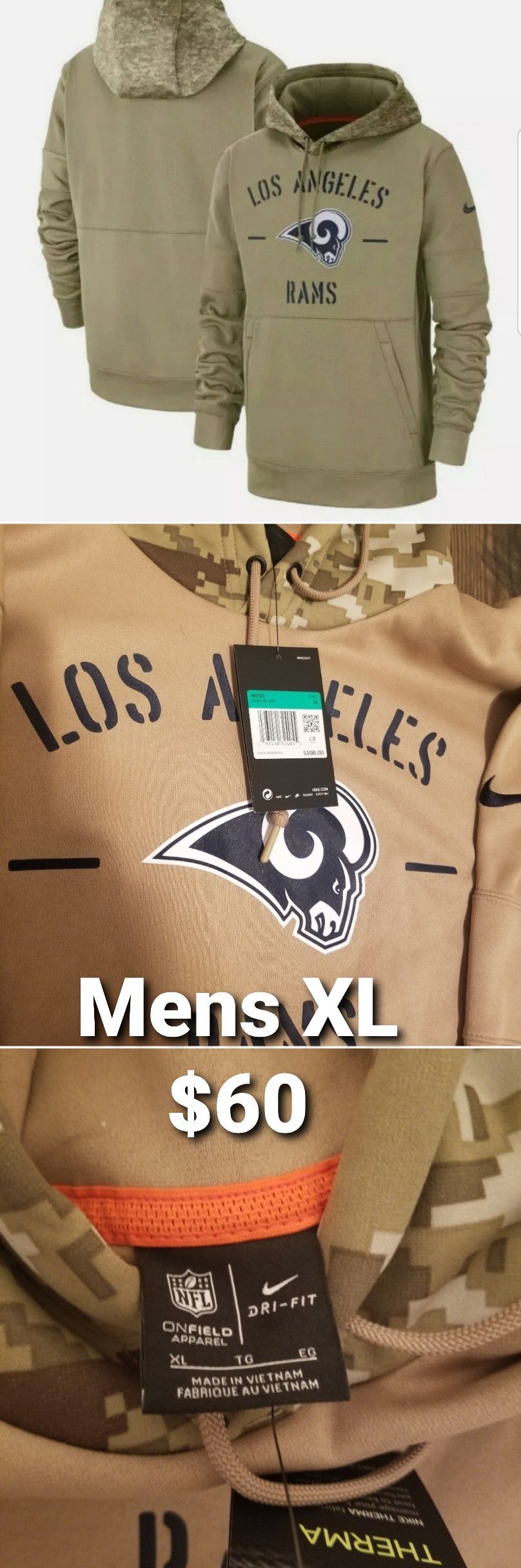 Nike Los Angeles Rams Salute To Service Sideline Hoodie Size XL AT6746 297