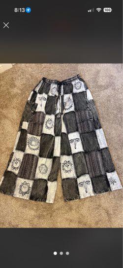 Patchwork Wide Leg Boho Pants