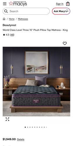 Beautyrest World Class Level Three Medium Pillow Top 15.75 in.  Cal- King Mattress.  New mattress