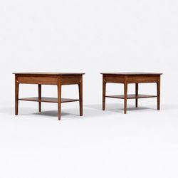 Pair of Mid-Century Modern Side Tables w/ Bookshelves by Mersman, c.1960's - Delivery Available 