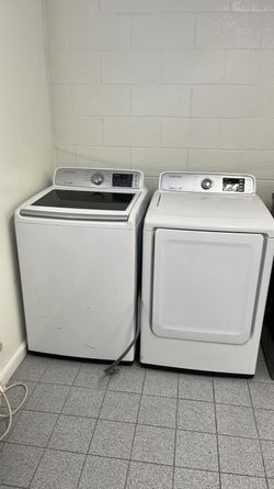 Samsung Top Load Washer + Dryer Set — White, Moisture Sensor