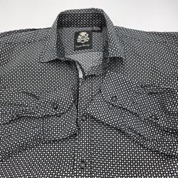 English Laundry Shirt Mens Large Geometric Black White Pattern Long Sleeve 