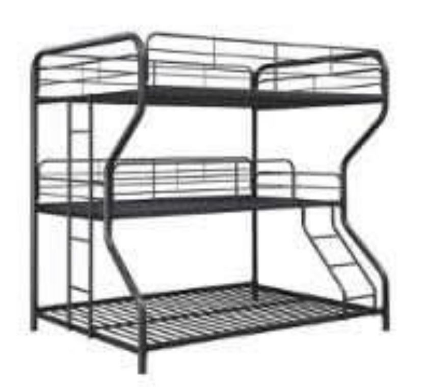 BUNK BED ELEGANTFULL OVER TWIN OVER FULL WITH LADDER GUNMETAL " MATTRESS SEPARATE