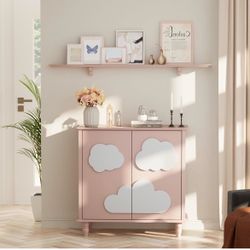Brand New Kitchen Nursery Storage Cabinet Pink Buffet Cabinet Sealed In Box