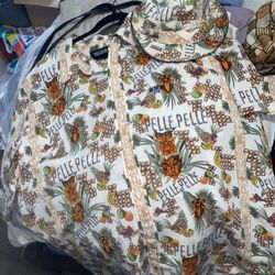 Mens Pelle Pelle button up shirt size M with matching reversible bucket hat