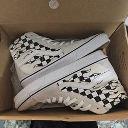 Vans Sk8-Hi Checkerboard Flame Classic White - Women's Sz 9 (Sz 7.5 Men)